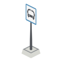 isometric traffic sign bus stop sign 3d universal scenery collection set png