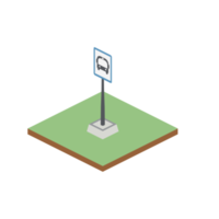 isometric bus stop sign 3d universal scenery collection set png