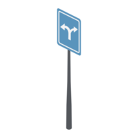 isometrico traffico cartello forchetta girare cartello incrocio stradale 3d universale scenario collezione impostato png