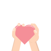 mano que sostiene el símbolo del amor del corazón la humanidad y la caridad usando dos manos png