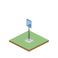 isometrisches parkplatzzeichen 3d universeller landschaftssammlungssatz png