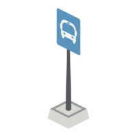 isometrische bushaltestelle verkehrszeichen 3d universeller landschaftssammlungssatz png