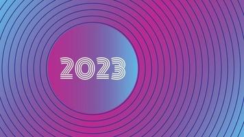 2023 Happy New Year banner. Vector illustration with colorful numbers 2023 with trendy gradient. New Year holiday symbol template on gray background.
