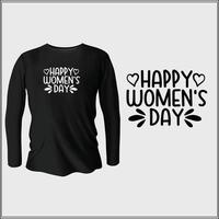 happy women's day t-shirt design with vector