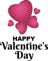 Stripe Effect Pink Heart Happy Valentine's Day Vector Template