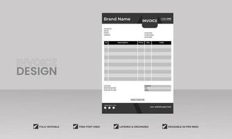 a4 business company black background minimal invoice vector design for your business, print ready template