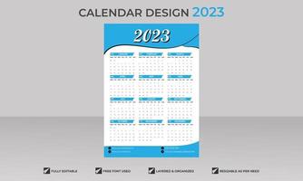 Simple one-page calendar template for year 2023 vector