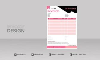 a4 business company black background minimal invoice vector design for your business, print ready template