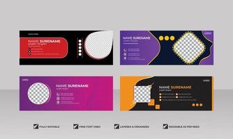 Corporate minimal email signature mail template or footer and personal Business cover design bundle vector