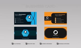 Futuristic double sided business card design, name card horizontal simple clean template vector design