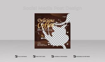 Coffee shop drink items promotion social media post banner template vector