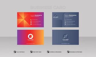 Futuristic double sided business card design, name card horizontal simple clean template vector design