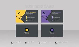 Futuristic double sided business card design, name card horizontal simple clean template vector design