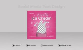 Testy ice cream and restaurant social media square post vector