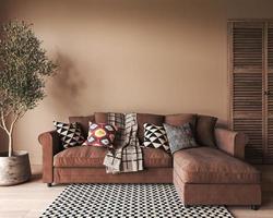 interior with furniture. Scandinavian boho style. 3D rendering3D rendering. photo