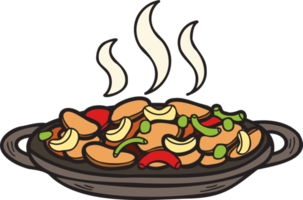 Hand Drawn stir fried vegetables Chinese and Japanese food illustration png