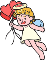 hand- getrokken Cupido met hart ballonnen illustratie png
