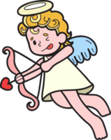 Hand Drawn Cupid is shooting an arrow illustration png