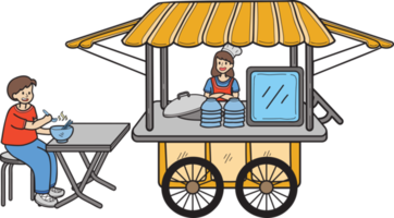 Hand Drawn Street Food Noodle Cart illustration png