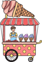 ilustração de carrinho de sorvete de comida de rua desenhada à mão png