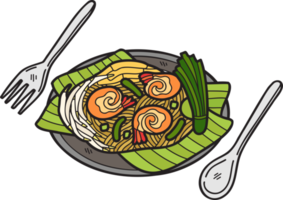 hand gezeichnete pad thai oder thailändische lebensmittelillustration png