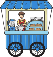 dibujado a mano ilustración de carro de comida callejera de panadería png