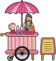 dibujado a mano ilustración de carrito de jugo de comida callejera png