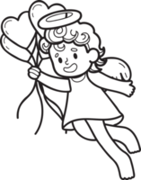 mano disegnato Cupido con cuore palloncini illustrazione png
