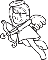 cupido dibujado a mano está disparando una ilustración de flecha png