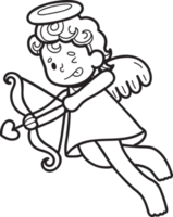 cupidon dessiné à la main tire une illustration de flèche png