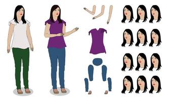 Girl cartoon character set. moral stories for the best cartoon character. the character best for your animation videos. vector
