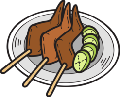 Hand Drawn Grilled Chicken Wings or Thai food illustration png