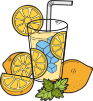 hand dragen citron- juice illustration png