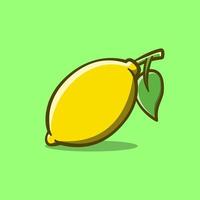 lindo dibujo ilustración de fruta de limón sobre fondo aislado vector