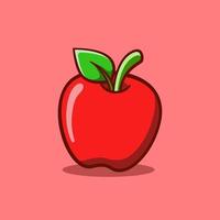 Linda ilustración de una manzana roja en estilo de dibujos animados sobre fondo aislado vector