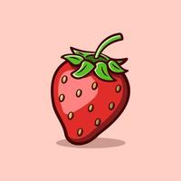 Strawberry cute illustration concept in cartoon style on isolated background vector