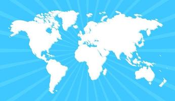 Flat World Map with Shades Isolated on A Bright Blue Background Design vector