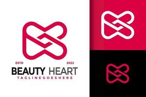 Letter K Beauty Heart Logo Design Vector Illustration Template