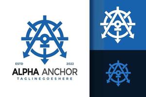 Monogram A Anchor Logo Design Vector Illustration Template