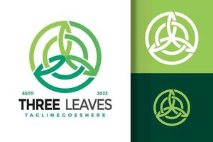 Three Leaf Logo Design Vector Illustration Template