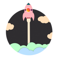 Rocket Travel in Space Papercut png