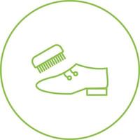 Beautiful Shoe And Brush Line Vector Icon
