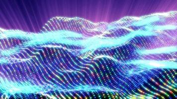 Abstract bright glowing blue rays waves and lines from particles and dots in the form of a field with a blur effect. Abstract background. Video in high quality 4k, motion design