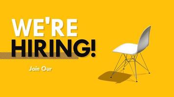 Looped 3D Chair Rotating, We Are Hiring Join Our Team Adds, 3D Rendering, Chroma Key, Luma Matte Selection of Chair video