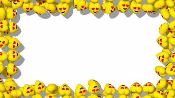Smile Emoji 3D Hearts Falling and Filling Screen, 3D Rendering, Chroma Key, Luma Matte Selection of Hearts video