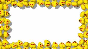 Smile Emoji 3D Hearts Falling and Filling Screen, 3D Rendering, Chroma Key, Luma Matte Selection of Hearts video