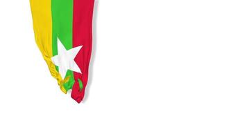 Myanmar sospeso tessuto bandiera agitando nel vento 3d rendering, indipendenza giorno, nazionale giorno, croma chiave blu schermo, luma Opaco selezione di bandiera video