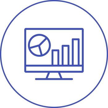 hermoso gráfico en el icono de línea de vector de computadora