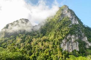 Lush high mountains covered by mist photo