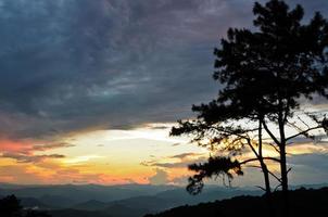 Sunset over high mountain range photo